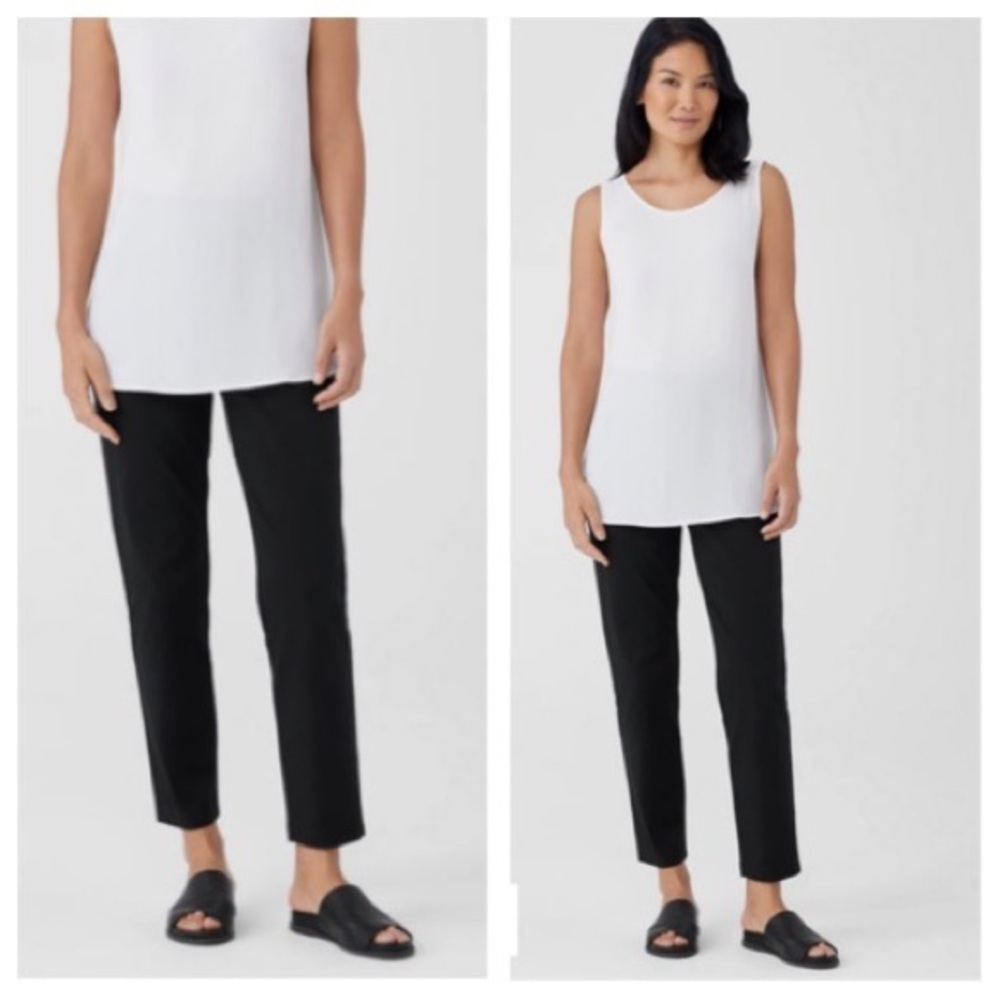 Eileen Fisher Ponte Skinny Black Organic Cotton Slim Pants size 6